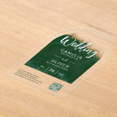 Acryl bruiloft groene agaat QR-code RSVP-website Uitnodigingen (Laagn)