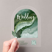 ACRYL BRUILOFT Natuur Groene QR Code RSVP Website Acryl Uitnodigingen (Insitu (Draagbaar))