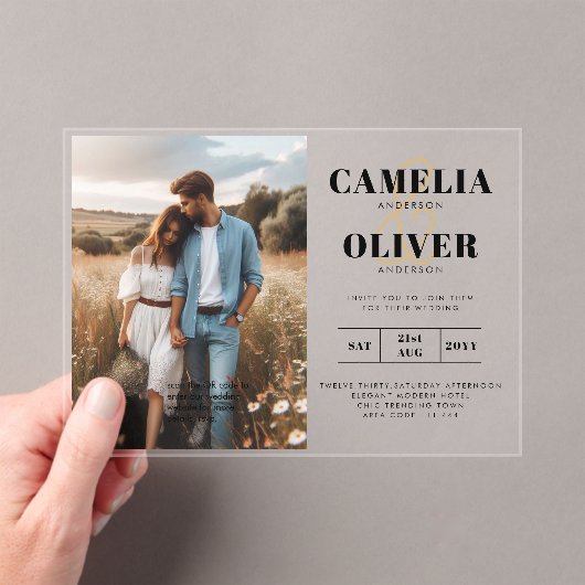 ACRYL bruiloft nodigt foto QR-code RSVP Acryl Uitnodigingen (Insitu (Draagbaar))