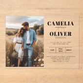 ACRYL bruiloft nodigt foto QR-code RSVP Acryl Uitnodigingen (Voorkant)