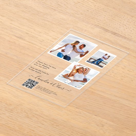 ACRYL bruiloft nodigt foto QR-code RSVP Acryl Uitnodigingen (Laagn)