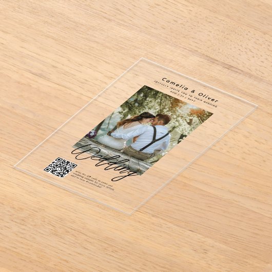 ACRYL bruiloft nodigt foto QR-code RSVP Acryl Uitnodigingen (Laagn)