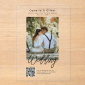 ACRYL bruiloft nodigt foto QR-code RSVP Acryl Uitnodigingen (Voorkant)
