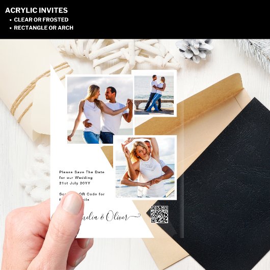 ACRYL bruiloft nodigt foto QR-code RSVP Uitnodigingen