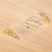 ACRYL bruiloft nodigt gouden kant Elegant Clear Acryl Uitnodigingen (Laagn)