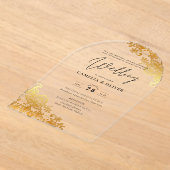 ACRYL bruiloft nodigt gouden kant Elegant Clear Uitnodigingen (Laagn)