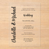 Acryl bruiloft nodigt uit tot transparante, gedurf acryl uitnodigingen (Voorkant)