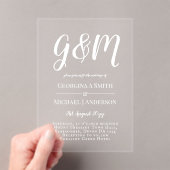 ACRYL bruiloft nodigt witte tekst vet Initialen Acryl Uitnodigingen (Insitu (Draagbaar))