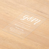 ACRYL bruiloft nodigt witte tekst vet Initialen Acryl Uitnodigingen (Laagn)