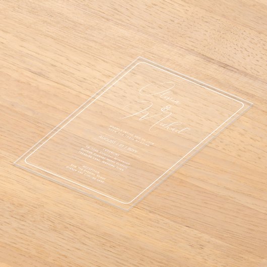 ACRYL bruiloft nodigt witte tekst vet Initialen Acryl Uitnodigingen (Laagn)