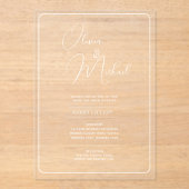 ACRYL bruiloft nodigt witte tekst vet Initialen Acryl Uitnodigingen (Voorkant)