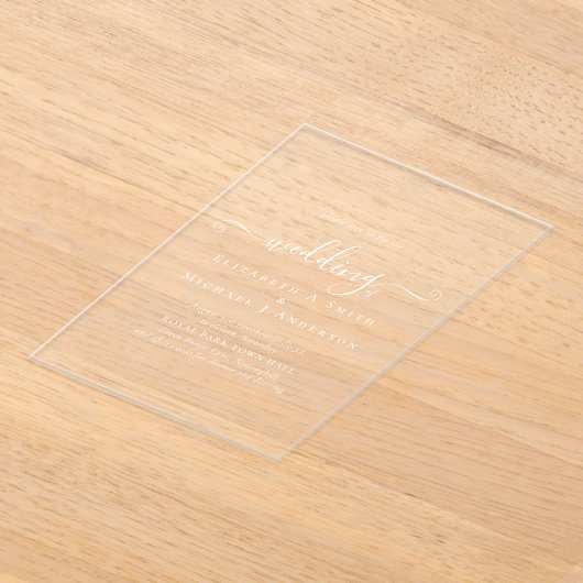 ACRYL bruiloft nodigt witte tekst vet Initialen Acryl Uitnodigingen (Laagn)