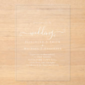 ACRYL bruiloft nodigt witte tekst vet Initialen Acryl Uitnodigingen (Voorkant)