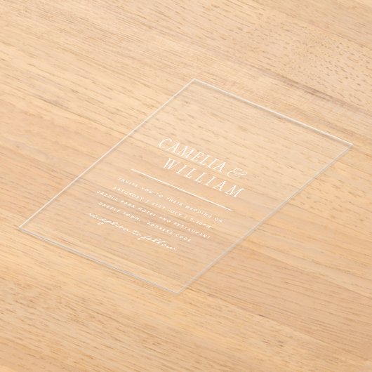 ACRYL bruiloft nodigt witte tekst vet Initialen Acryl Uitnodigingen (Laagn)