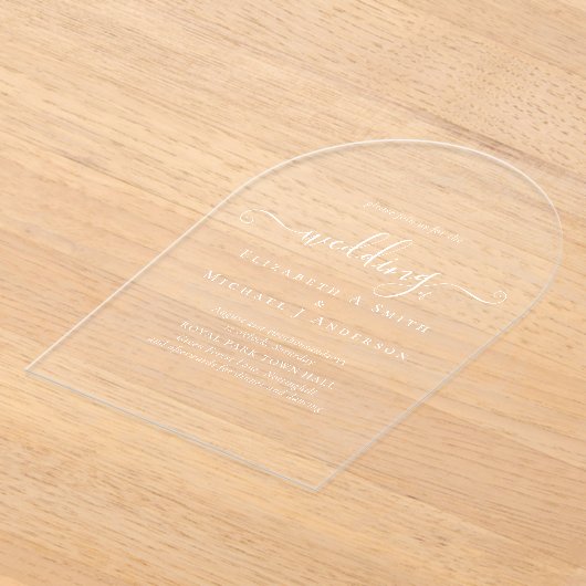 ACRYL bruiloft nodigt witte tekst vet Initialen Acryl Uitnodigingen (Laagn)