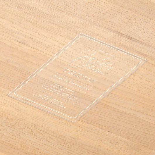 ACRYL bruiloft nodigt witte tekst vet Initialen Acryl Uitnodigingen (Laagn)