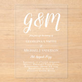 ACRYL bruiloft nodigt witte tekst vet Initialen Uitnodigingen (Voorkant)