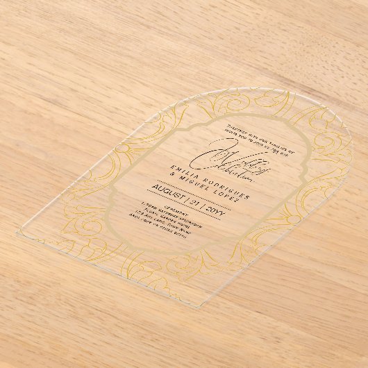 ACRYL bruiloft nodigt zwarte tekst vet Initialen Acryl Uitnodigingen (Laagn)