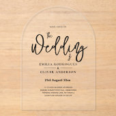 ACRYL bruiloft nodigt zwarte tekst vet Initialen Acryl Uitnodigingen (Voorkant)