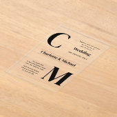 ACRYL bruiloft nodigt zwarte tekst vet Initialen Acryl Uitnodigingen (Laagn)