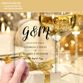 ACRYL bruiloft nodigt zwarte tekst vet Initialen Acryl Uitnodigingen