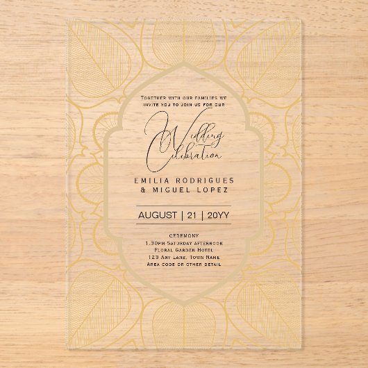 ACRYL bruiloft nodigt zwarte tekst vet Initialen Acryl Uitnodigingen (Voorkant)