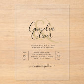 ACRYL bruiloft nodigt zwarte tekst vet Initialen Acryl Uitnodigingen (Voorkant)