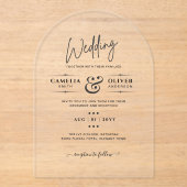 ACRYL bruiloft nodigt zwarte tekst vet Initialen Acryl Uitnodigingen (Voorkant)