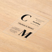 ACRYL bruiloft nodigt zwarte tekst vet Initialen Uitnodigingen (Laagn)