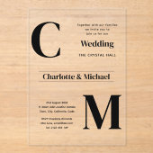 ACRYL bruiloft nodigt zwarte tekst vet Initialen Uitnodigingen (Voorkant)