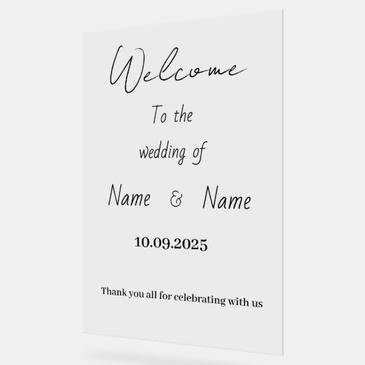 Acryl bruiloft teken bord (Hoek)