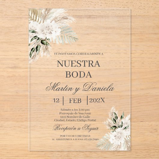 Acryl bruiloft uitnodiging (Voorkant)