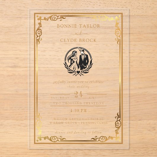 Acryl bruiloft uitnodiging met uw foto moment (Voorkant)