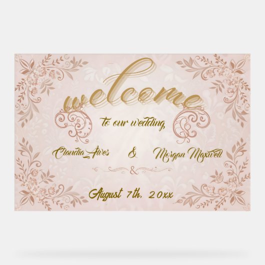 Acryl bruiloft welkomstbord met Bloemen D Acryl Bord (Voorkant)