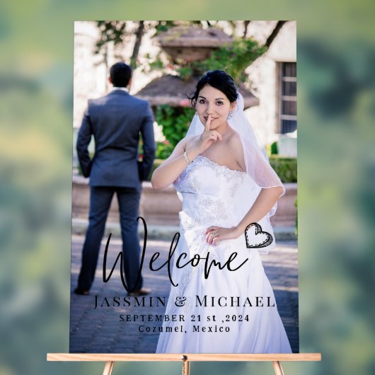 Acryl bruiloft welkomstbord met foto acryl bord (Neutraal)