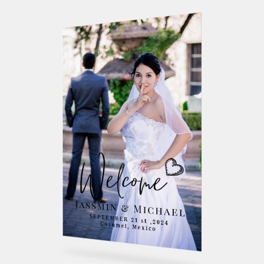 Acryl bruiloft welkomstbord met foto acryl bord (Hoek)