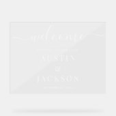 Acryl Bruiloft Welkomstbord met Naam en Datum | Bord (Voorkant)