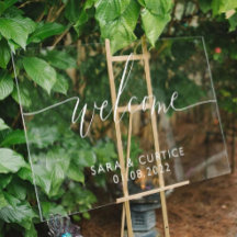 Acryl Bruiloft Welkomstbord met Naam en Datum |