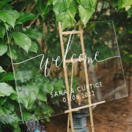 Acryl Bruiloft Welkomstbord met Naam en Datum | Bord