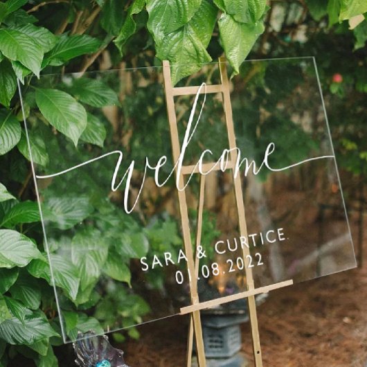 Acryl Bruiloft Welkomstbord met Naam en Datum | Bord