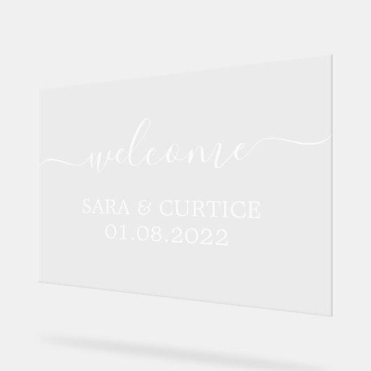 Acryl Bruiloft Welkomstbord met Naam en Datum | Bord (Hoek)