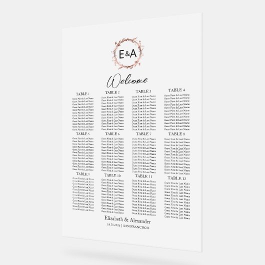 Acryl Bruiloft Zitkaarten Tekens | Eucalyptus Acryl Bord (Hoek)