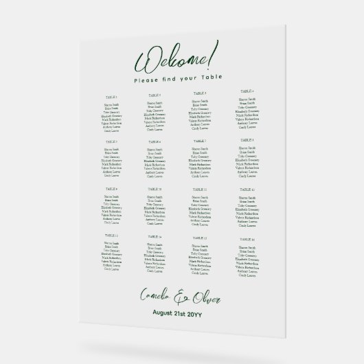 ACRYL BRUILOFT ZITTAFEL GRAFIEK 16 Tafelgroen Acryl Bord (Hoek)