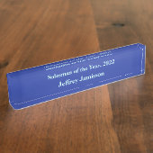 Acryl Bureau Naamplaat, Verkoper van het Jaar Blau Naambordje (Zijkant)