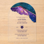 Acryl Clear BAR MITZVAH Galaxy Sterrennacht Blauw Acryl Uitnodigingen (Voorkant)