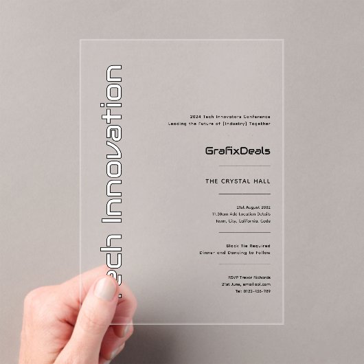 Acryl Clear Tech Innovatie Bedrijfsevenementen Acryl Uitnodigingen (Insitu (Draagbaar))