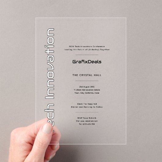 Acryl Clear Tech Innovatie Bedrijfsevenementen Acryl Uitnodigingen (Insitu (Draagbaar))