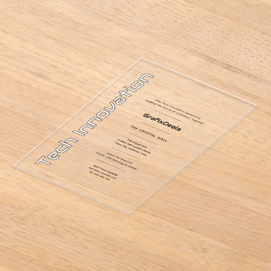 Acryl Clear Tech Innovatie Bedrijfsevenementen Acryl Uitnodigingen (Laagn)