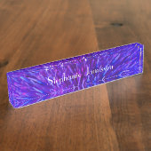 Acryl Desk naamplaat, Paarse Abstract Naambordje (Zijkant)