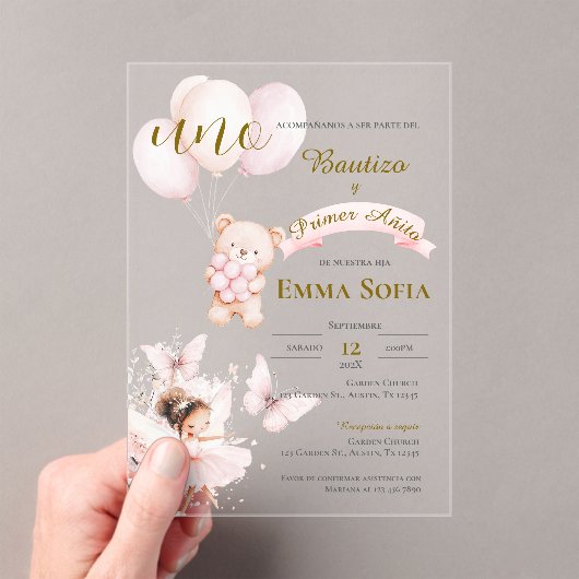 Acryl doop en eerste jaar Spaans Acryl Uitnodigingen (Insitu (Draagbaar))